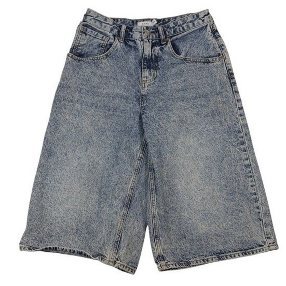 SONG Womens Acid Wash Denim Shorts High Waisted Wide Leg‎ Skater Blue Size 5/27